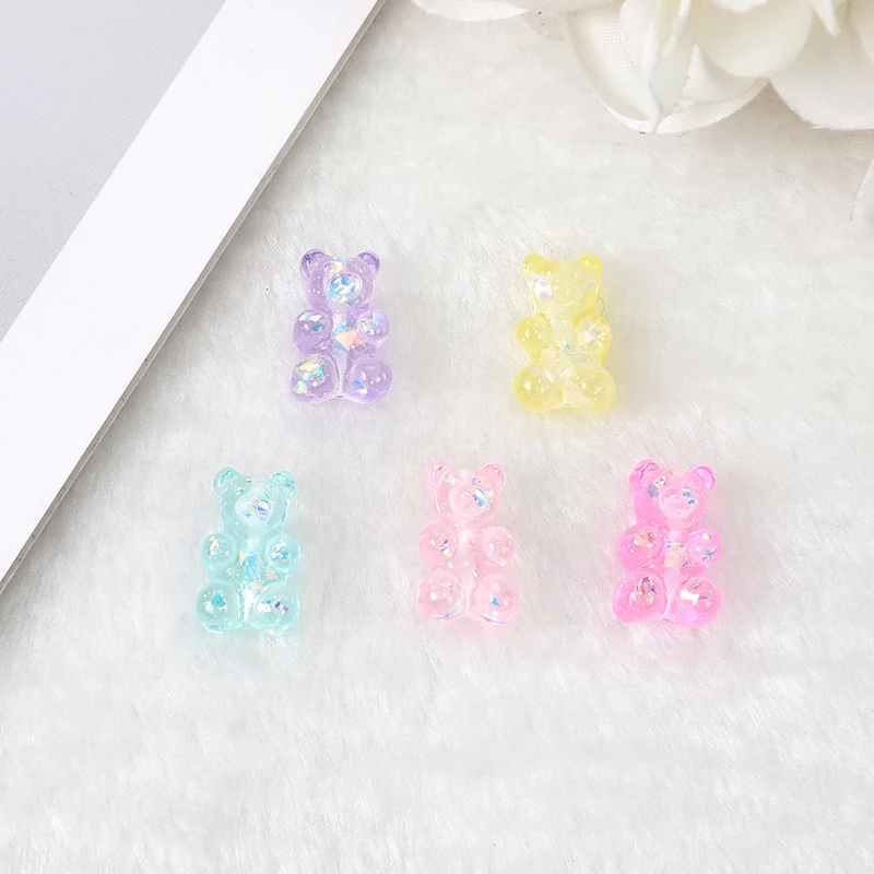 32Pcs 16*10MM Perforated Bear Beads Charms Resin Cabochons  Necklace Bracelet  Keychain Pendant  DIY Making Accessories