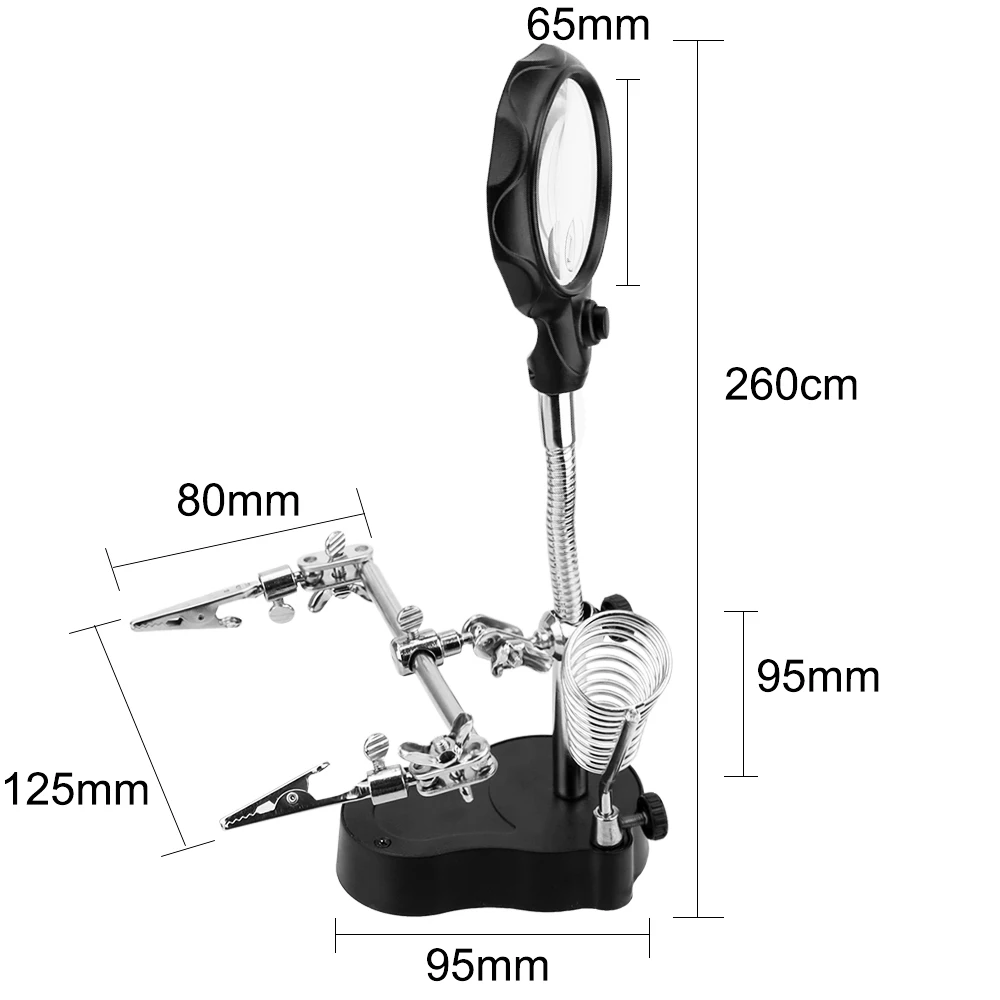 Supporto per saldatura da tavolo lente d\'ingrandimento di aiuto di terza mano illuminazione a LED supporto per saldatura attrezzatura per saldatura