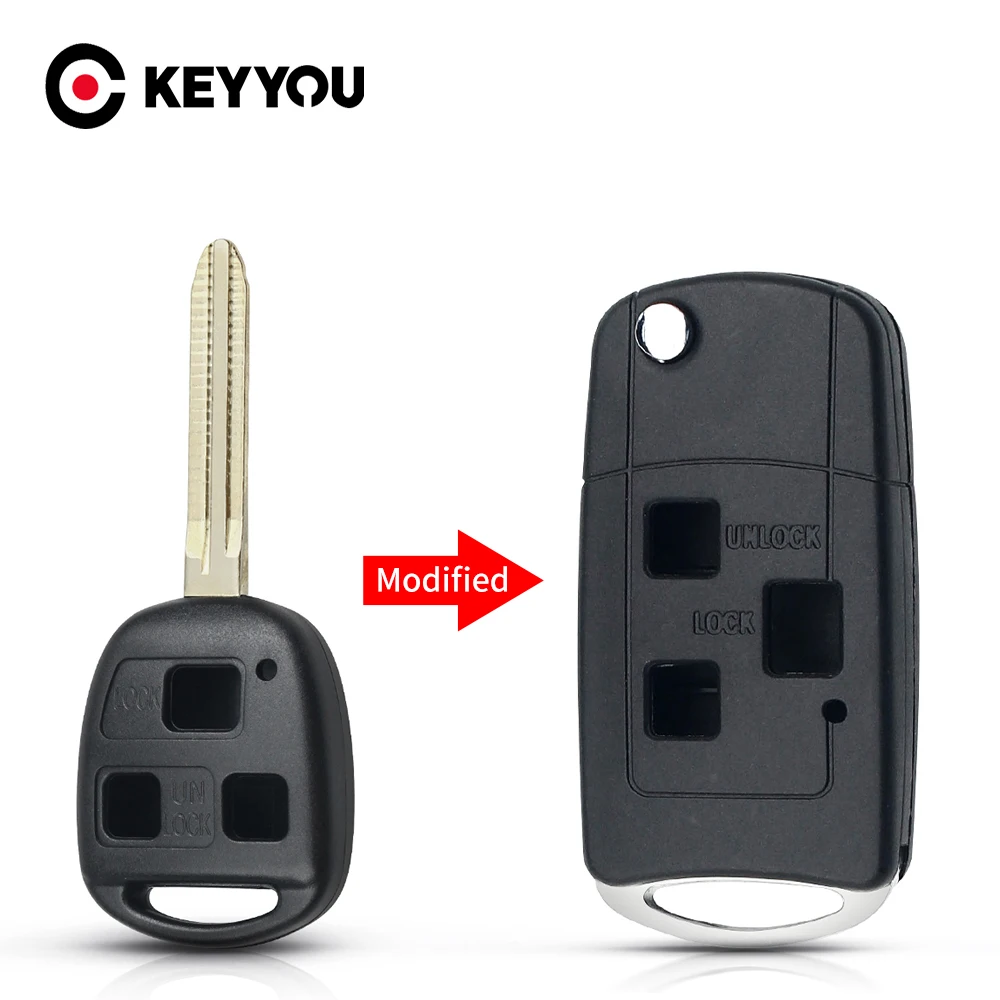 

KEYYOU 10PCS Replacement Modified Car Key Case For Toyota Highlander Land Cruiser Corolla RAV4 Avlon Tacoma TOY43 Blade Case