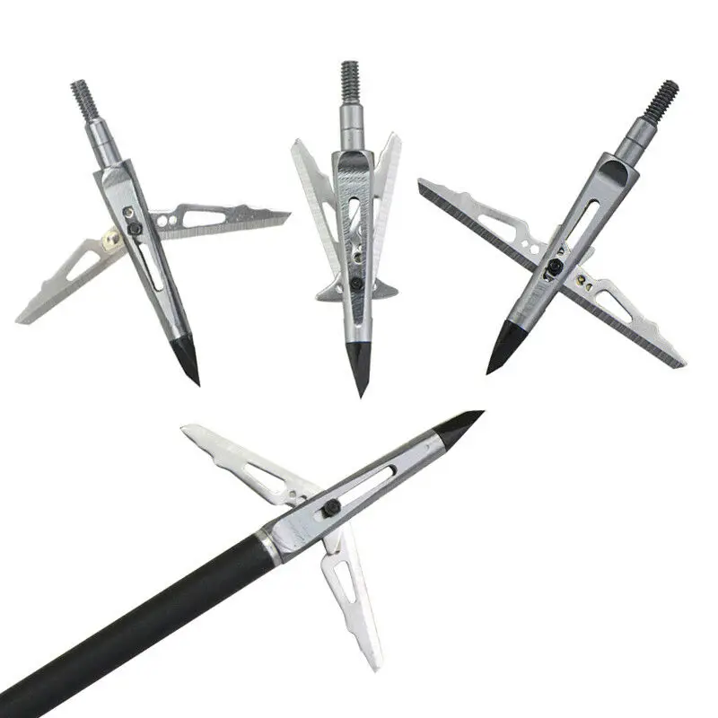 6/12/24 Pcs  Archery Hunting Broadheads 100grain 2 Blade Srrowhead Tip Compound Recurve Bow and Arrow