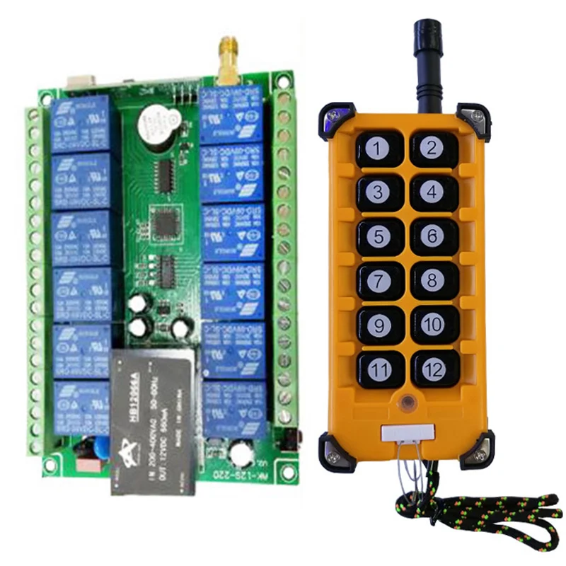 3000m AC220V 12CH Radio Controller RF Wireless Remote Control Overhead travelling crane System Receiver+ number keys Transmitter