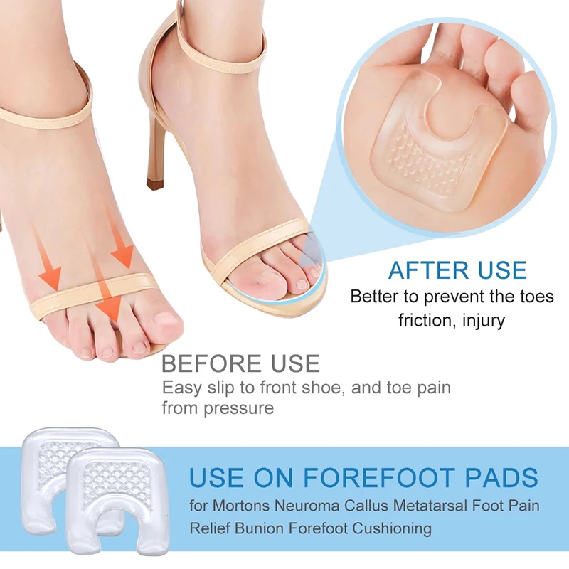 4pcs Toe Protector U-Shaped Gel Callus Pads Waterproof Foot Corn Protector Sticker Reduce Rubbing Reusable Callus Cushions