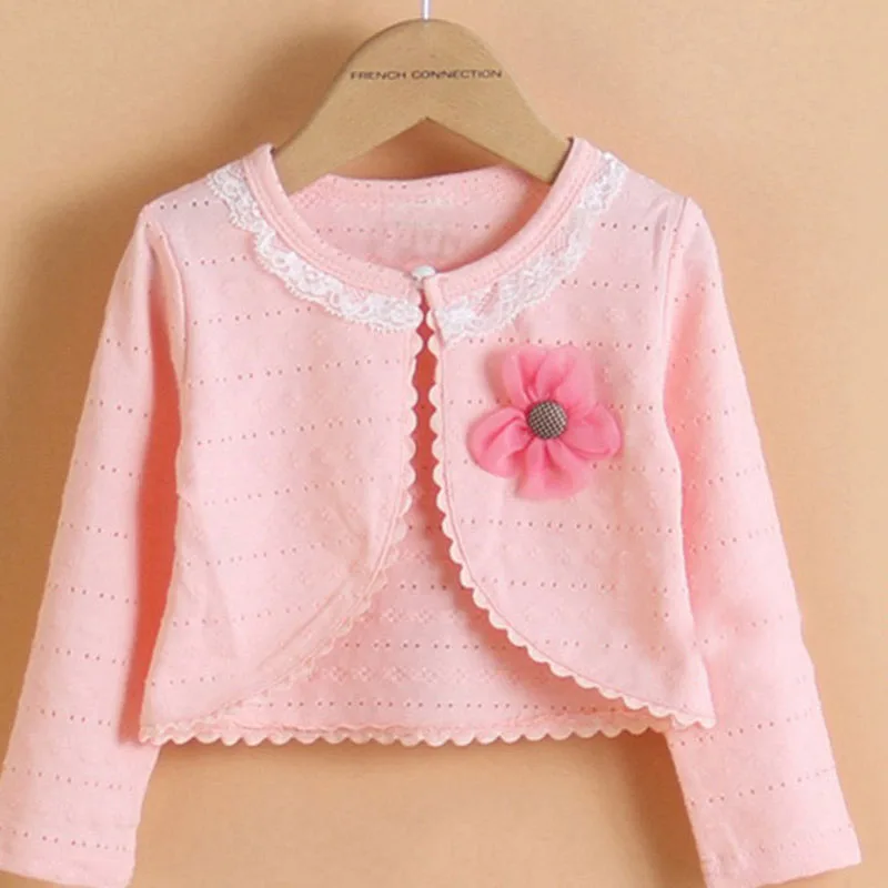 Summer Thin Girls Coat Long Sleeve Girls Kids Cardigans Sweater Knitted Pattern Girls Clothing Solid Kids Outwear Casacos