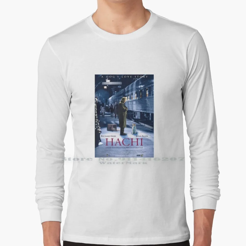 Hachi A Dog’s Tale Night Train T Shirt 100% Cotton Long Sleeve T Shirt Hachiko Shibuya Akita Dog Best Dog Richard Gere Rhode