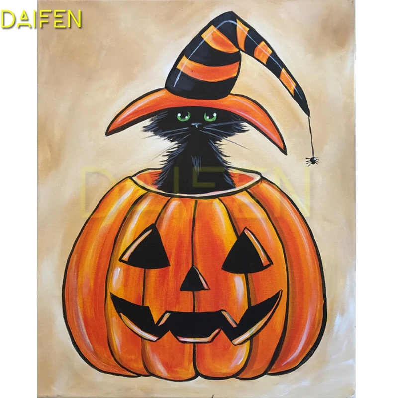 Full Round Diamond painting demon Full Square Diamond mosaic Cartoon pumpkin cat 5D DIY Diamond embroidery Cross stitch spider