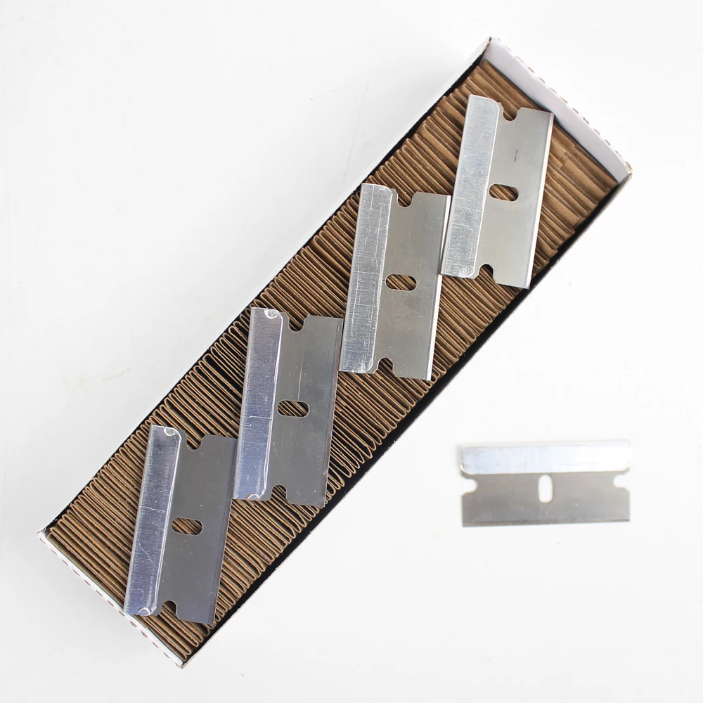 Raizi 100 Pcs Safety Single Edged Razor Blades for Excessive Adhesives Old Film Glue Scraper Removal DIY tools
