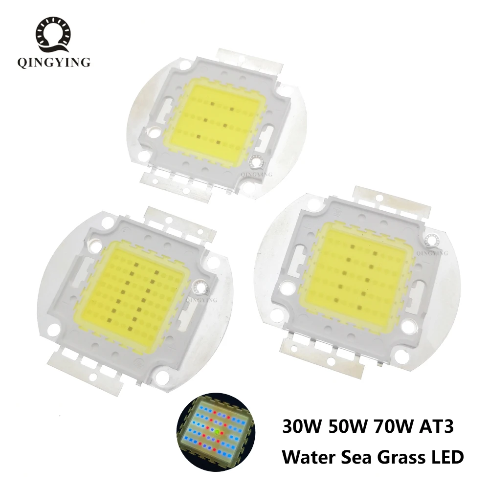 2 Pieces 30W 50W 70W High Power LED Chip For AT3 Water Sea Grass Lamp Aquarium Plants Growing Lights Fish Tank Lights