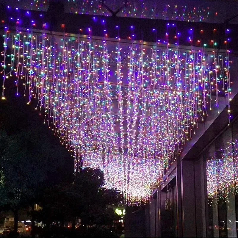 220v led string icicle luzes de fadas cortina de natal guirlanda para festa de casamento palco interior ao ar livre jardim decoração para casa