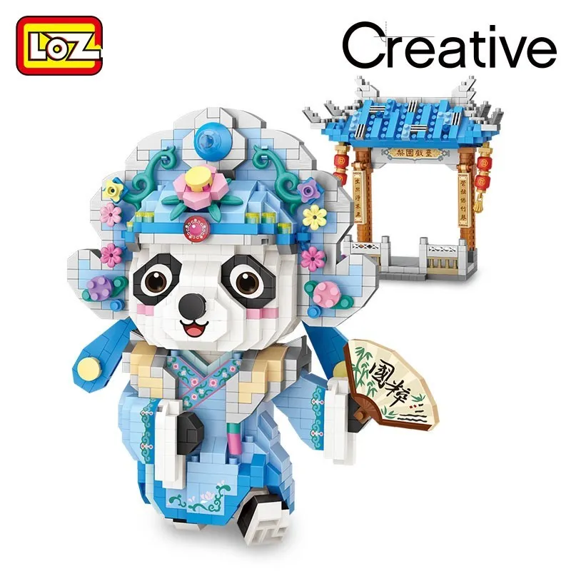 LOZ Panda Xiaosheng National Essence Micro-diamond building blocks the national tide is in the lead Liyuan stage opera assembly