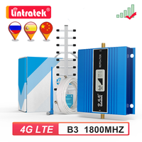 Lintratek 4G LTE 1800MHZ Cellular Amplifier GSM 900 2G 3G Signal Booster Internet Mobile Phone Repeater Yagi Whip Antenna 10M