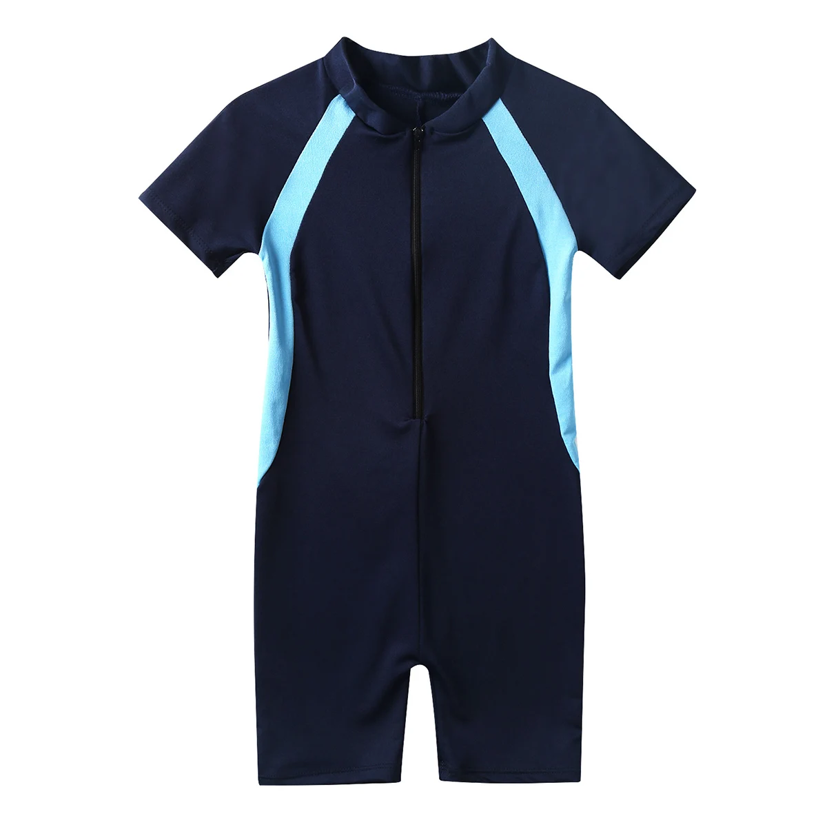 Kids Girls Boys One Piece Zip-Up Swimsuit Jumpsuit Short Sleeve Rash Guard Zippered Shorty Jumpsuit UPF 50+ Wetsuit Swimwear