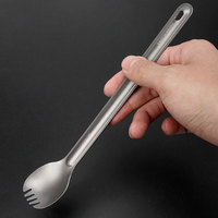1Pc Titanium Spoon Long Handle Spoon Outdoor Camping Titanium Spork Camping Tableware Picnic Spoon