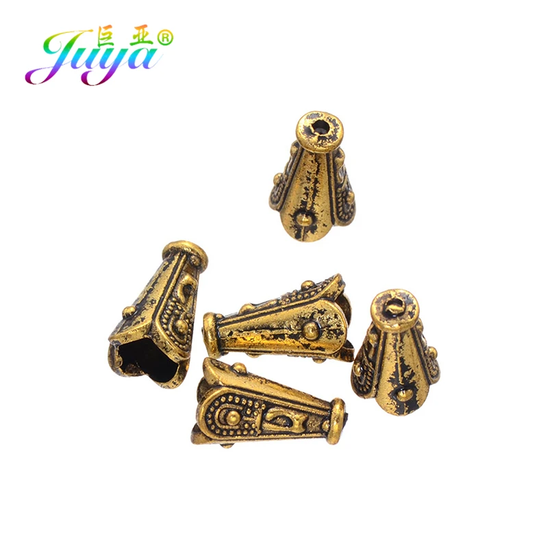 Juya 30pcs/Lot Wholesale Antique Gold/Silver Plated Beads Caps Accessories For DIY Tassels Earring Necklace Jewelry Making