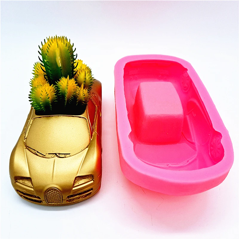 Silicone mold 3D sports car flower pot resin plaster candle concrete crystal epoxy mold DIY handmade