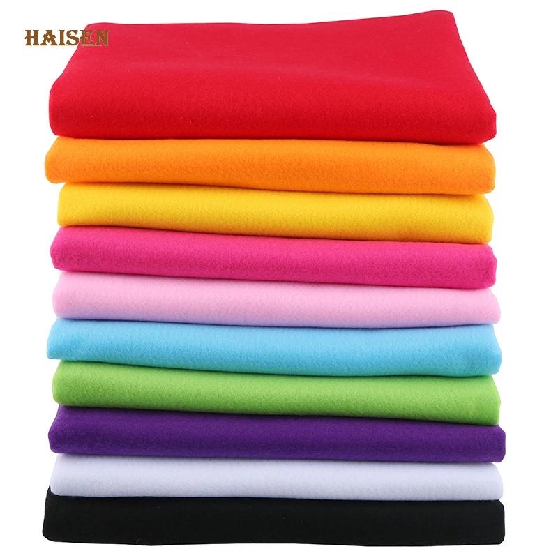 

HAISEN,2mm Thickness Polyester Soft Felt Non Woven Felt Fabric Of Home Decoration Pattern Bundle For Sewing Dolls Crafts 90x90cm