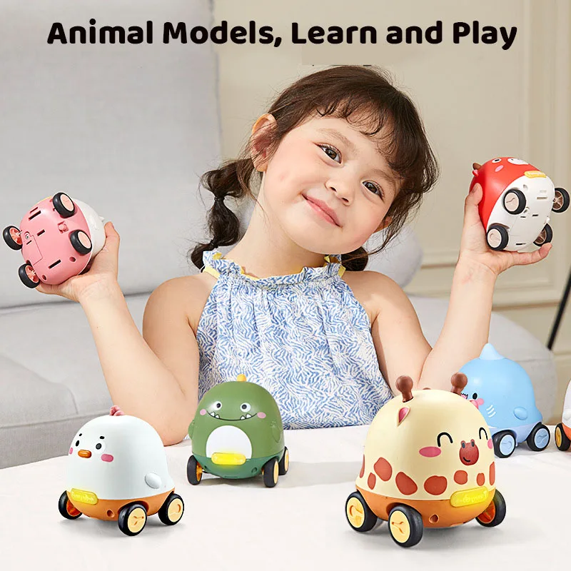 

Early Education Toys Car Cute Cartoon Animal Inertia Taking Babies To Crawl Car Kids Gifts Children Boys Girls Toys for Toddlers