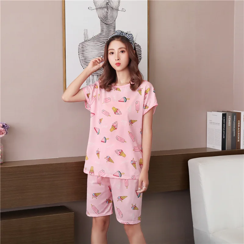 

Sanderala Women Cartoon Pajama Sets Sleepwear Set Plus Size Comfortable Cute Lovely Lingerie Nightgown Sleeveless Nighty Pants