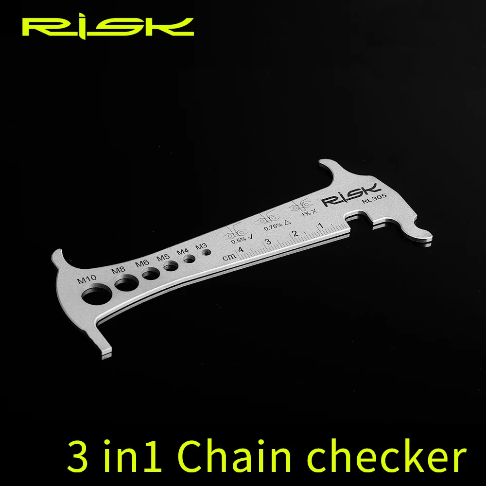 RISK 3in1 Bicycle Chain Checker Wear Indicator for 8/9/10/11/12 Speed Bike Chain Hook Bolt Length Measurement for M3/4/5/6/8/10