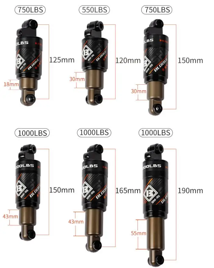 BLOOKE BM-R5 Hydraulic Front Rear Shock Absorbers 120 125 150 165 190MM Kindshock For Mountain Bicycle  Zero 8X 10X Scooter Part