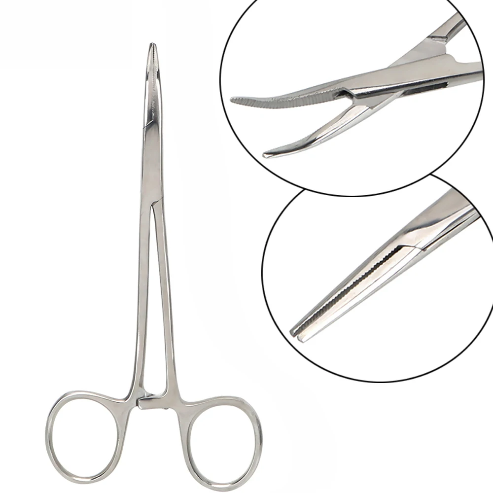 Stainless Steel Hemostatic Forceps Curved Pet Hair Clamp Durable Hand Tool Veterinary Surgical Scissors Fishing Tackle