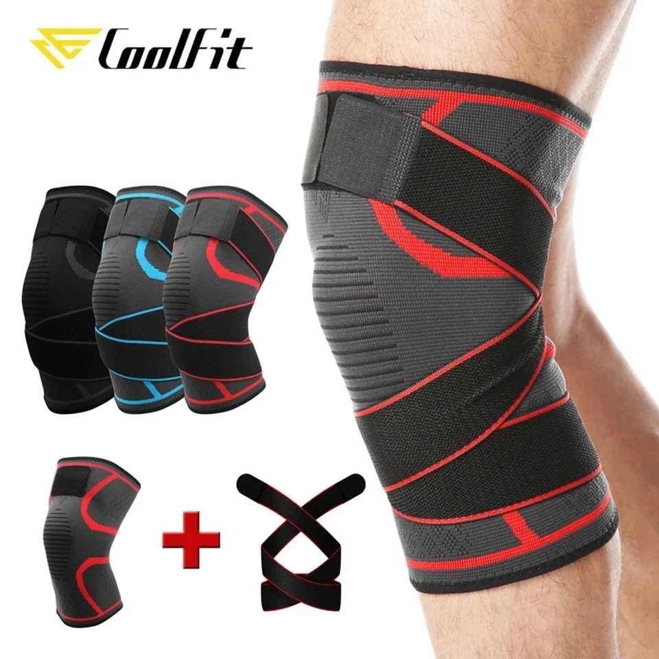 CoolFit 1PCS Sports Knee Support Adjustable Knee Brace Pads Fitness Sports Knee Protector Bandage with Strap Knee Sleeve