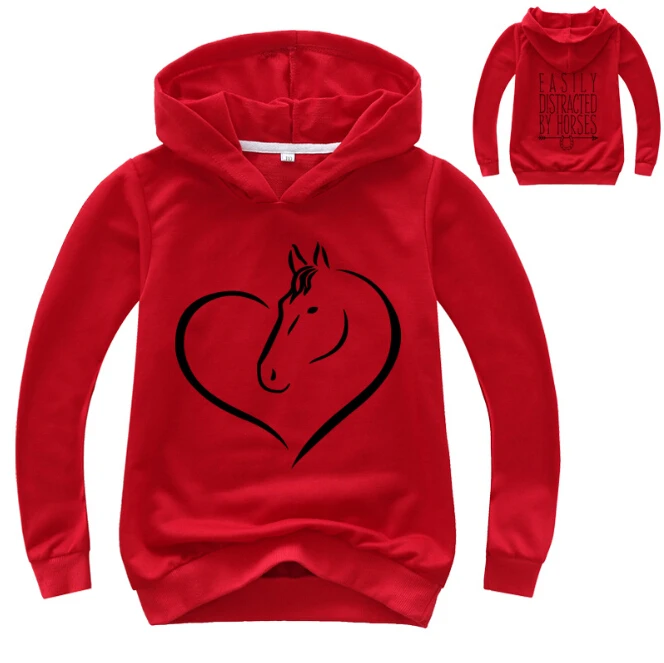 2-14y Mode gedruckt Pferd Hoodie Junge Langarmhemd Kinder Sweatshirts Mädchen Hoodies Kinder Mantel Kinder Kleidung Streetwear