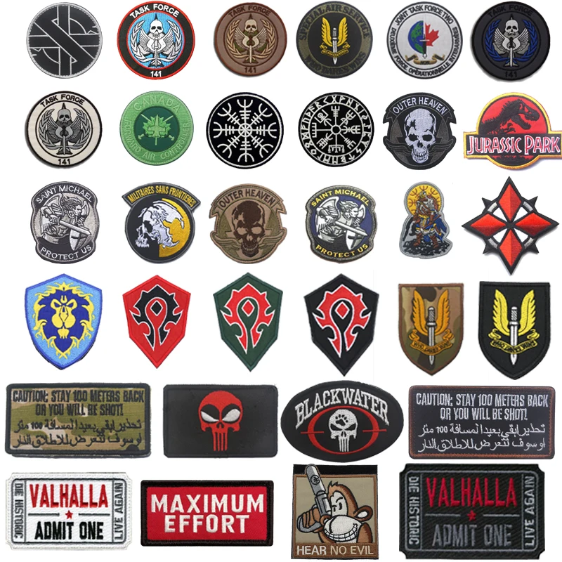 3D Embroidery Tactical Battle Patch Military Combat Patch Skull Head Clothing Sticker for Pasting Jeans Backpack Hat Clothes