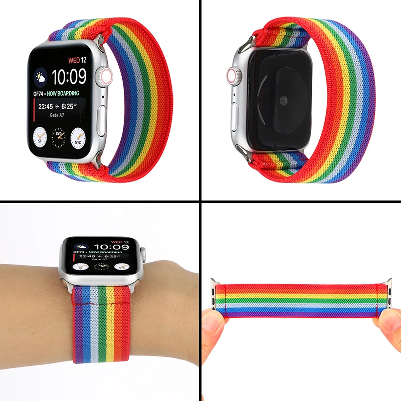 Scrunchie حزام ل أشرطة ساعة أبل SE 6 5 4 40 مللي متر 44 مللي متر مرونة النسيج سوار ل iwatch سلسلة الفرقة 3 2 38 مللي متر 42 مللي متر حزام الساعات