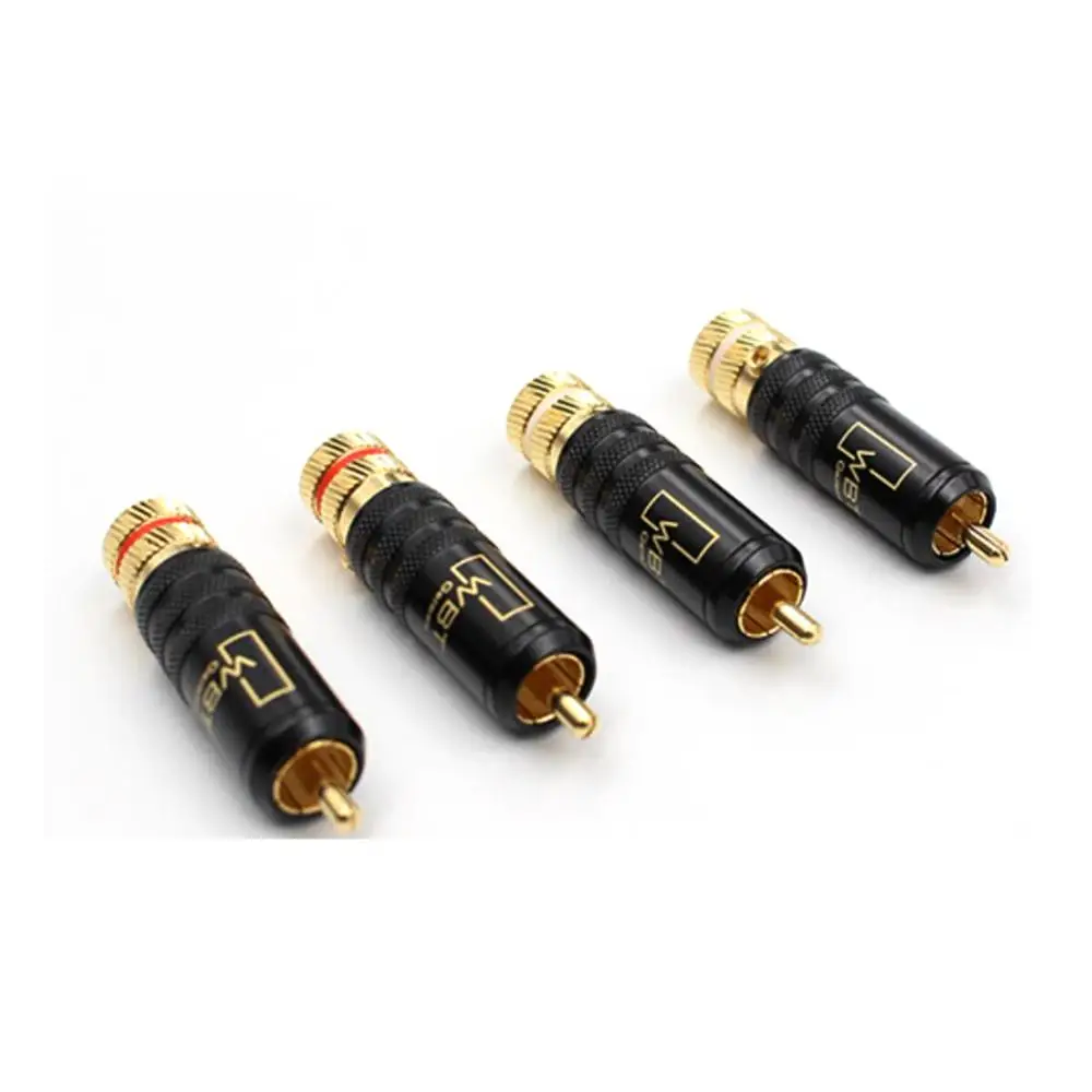 Conector de sinal hifi rca, 4 peças, plug de linha wbt 0144 rca, cabeça de lótus, conectores de plugue de cobre