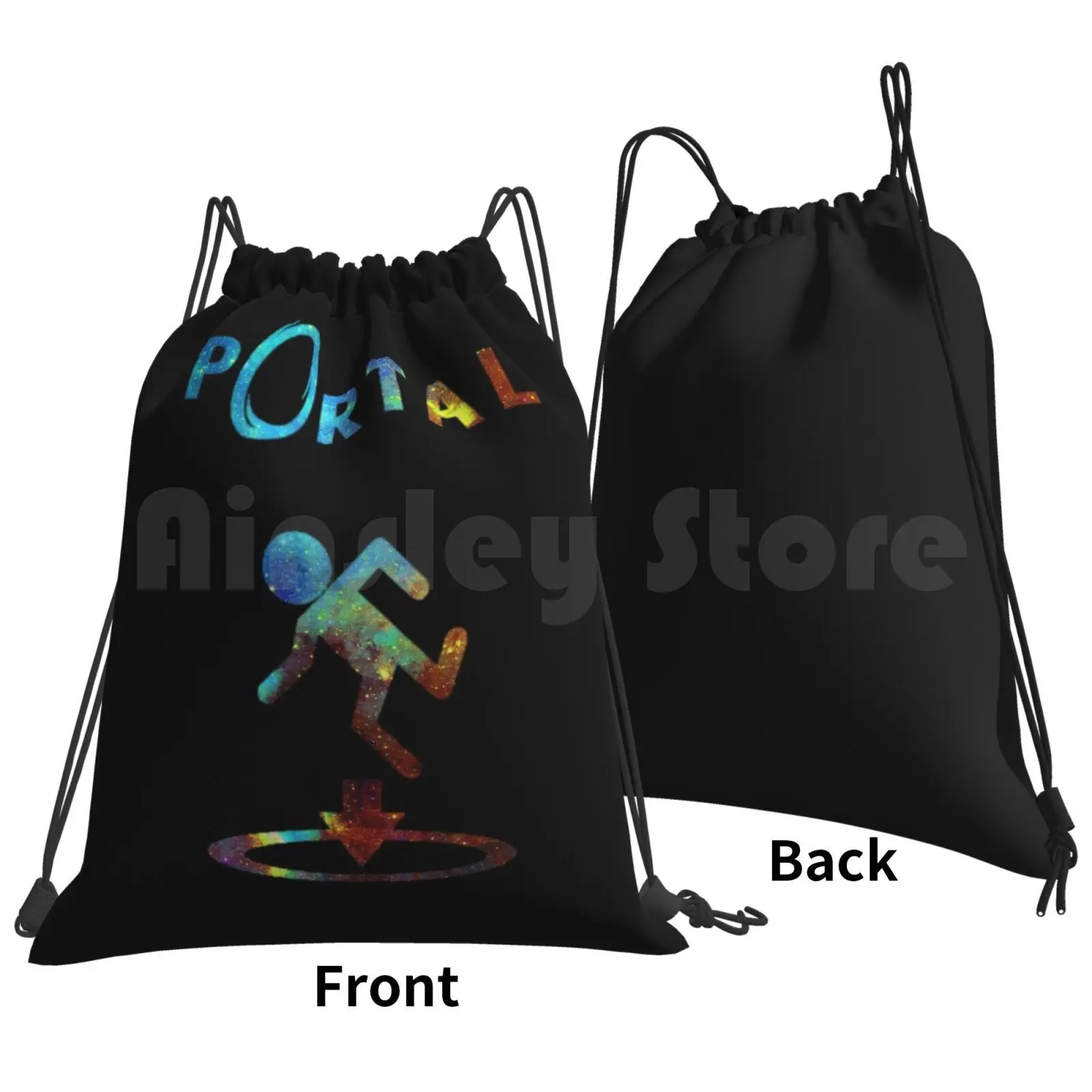 Portal Minimalist Nebula Design Backpack Drawstring Bags Gym Bag Waterproof Portal Portal 2 Valve Cake Chell Glados