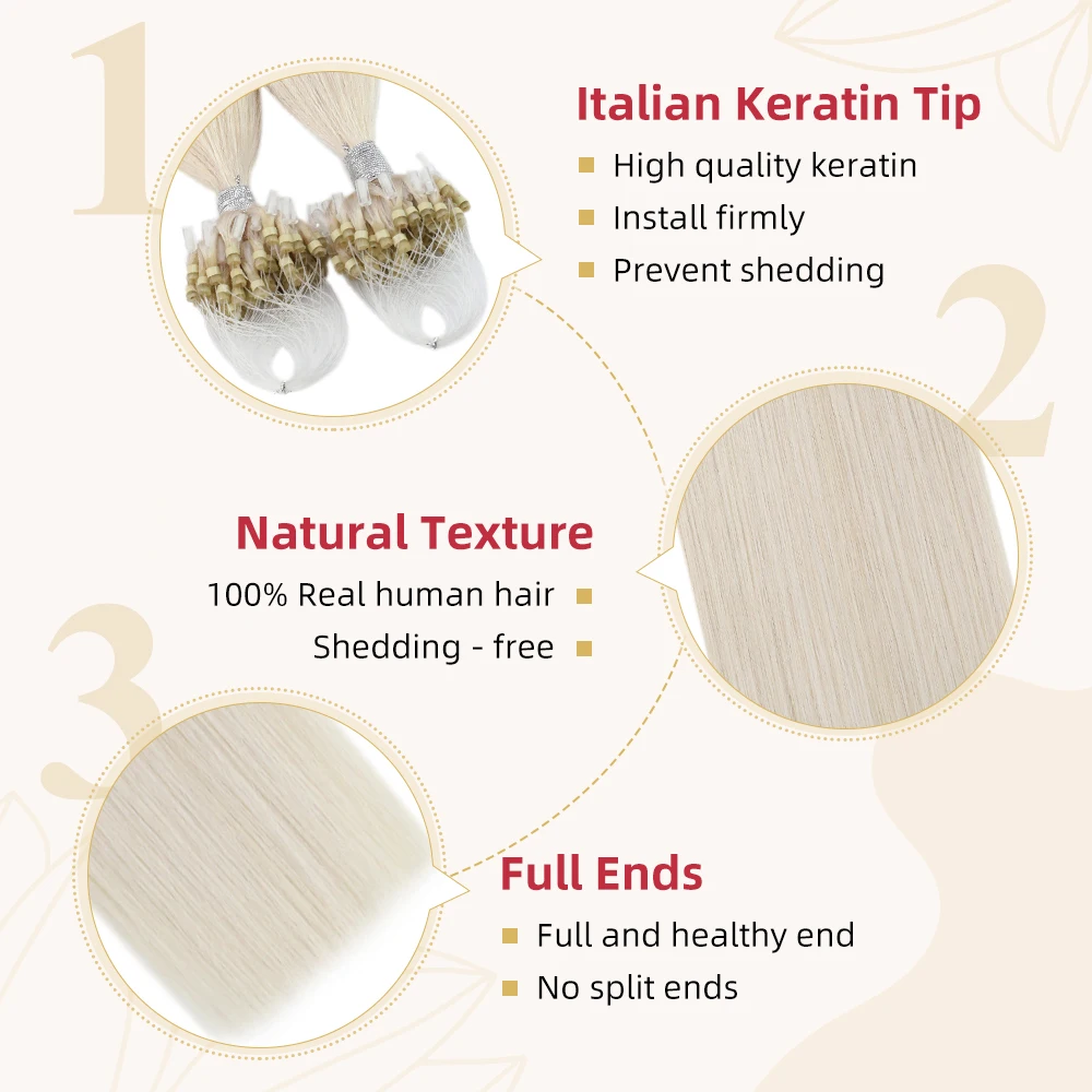 Moresoo Micro Loop Hair Extensions Microlinks Machine Remy Brazilian 1G/1S 50g Blonde Balayage 100% Real Human Hair Straight