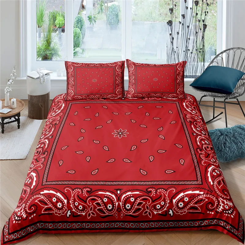 

Luxury 3D Paisley Bandanna Printed 2/3Pcs Bedding Set Comfortable Duvet Cover Pillowcase Home Textile Single Queen and King Size