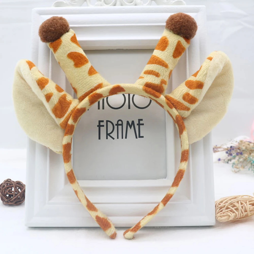 Cartoon Lovely Fluffy Plush Giraffe Ears Headband Female Cosplay Props Hair Hoop for Christmas Hair Band Women Hair Accessories