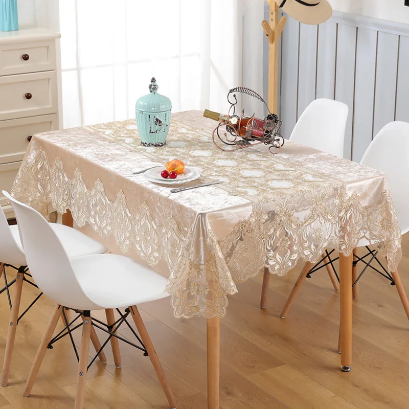 Luxury Velvet Lace Embroidered Table Cloth Home Decor Table Runner Table Cover Round Rectangle Lace Tablecloth 150x250cm