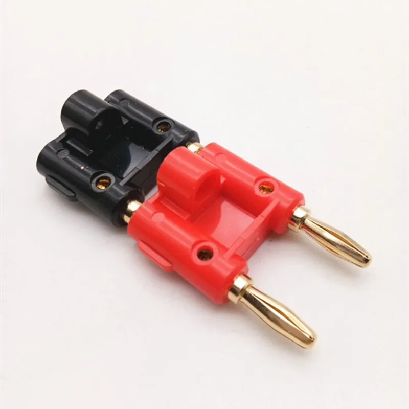 Conector Banana de doble fila de 4mm, adaptador de enchufe de altavoz chapado en oro, enchufe de Audio de dos posiciones, enchufe cruzado de linterna