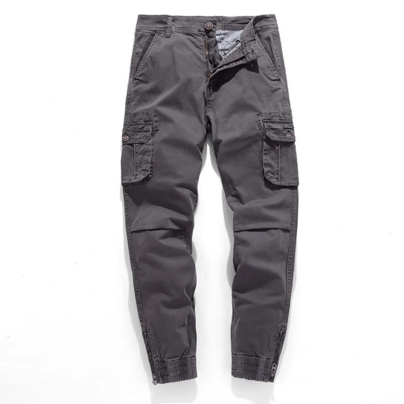 

Newest Multi Pocket Harem Pants Men Casual Cargo Pants Mid Waist Men Pencil Pants Autumn 100%Cotton Pants Male trousers