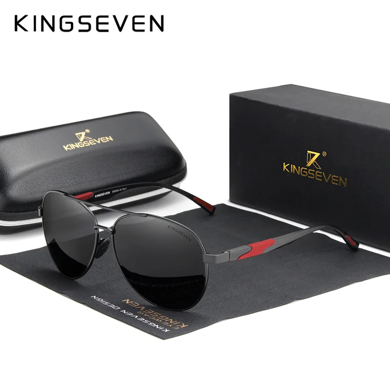 KINGSEVEN Männer Aluminium Polarisierte Sonnenbrille Klassische Marke Sonnenbrille EMI Verteidigung Beschichtung Objektiv Driving Shades N7228