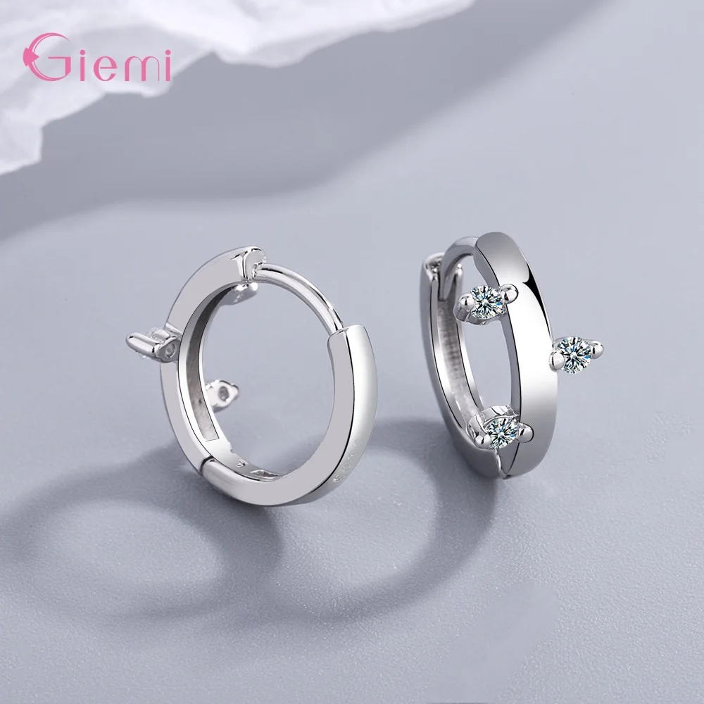 

Fashion Geometric 925 Sterling Silver Small Huggies Hoop Earrings for Women Accessories Trendy Puck Cubic Zirconia Party Jewelry