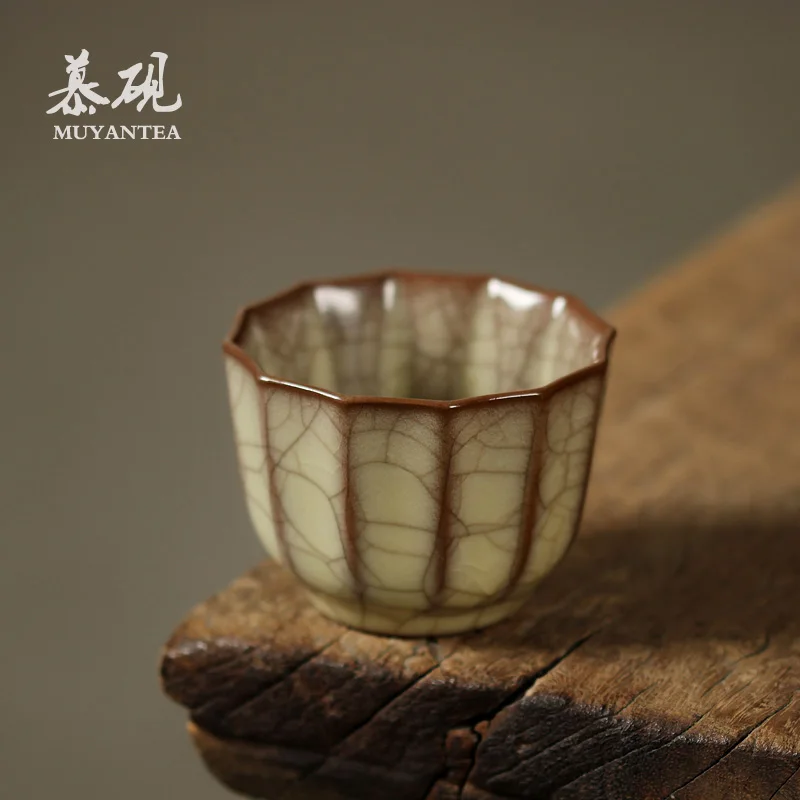 MuYan aut elder brother kiln teacup cracked ice manual cup kung fu tea tea light cup high-end tea master list