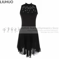 Figure Skating Dress Black Adult Girls' Ice Skating DressSpandex High Elasticity Training Competition ice Skating skirts cheap