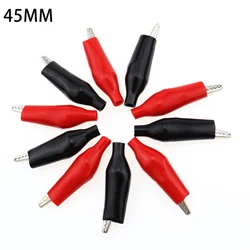 20pcs/lot 45MM Metal Alligator Clip G98 Crocodile Electrical Clamp for Testing Probe Meter Black and Red with Plastic Boot