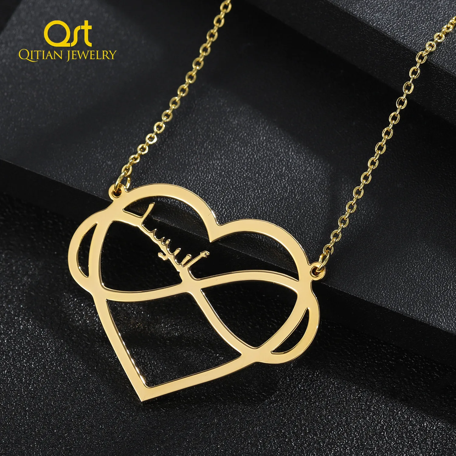 Personalized Arabic Name Necklaces Heart Infinity Customized Name Necklaces High Quality Stainless steel Jewelry For Women Gifts