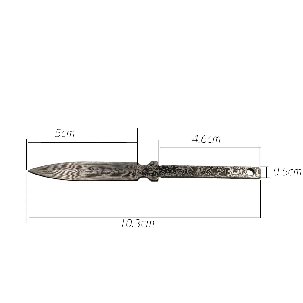 Swayboo DIY Semi-finished Damascus Steel One Steel Handle Brass Hand Guard Pu\'er Tea Knife Needle