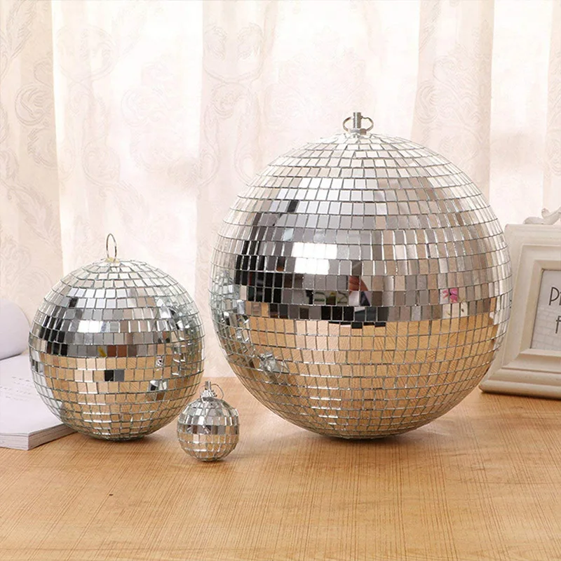 Bola de vidro decorativa, colorida, 10cm/15cm/20cm/25cm/30cm, luz para palco, discoteca, bola de vidro rotativa, decoração para festa grande