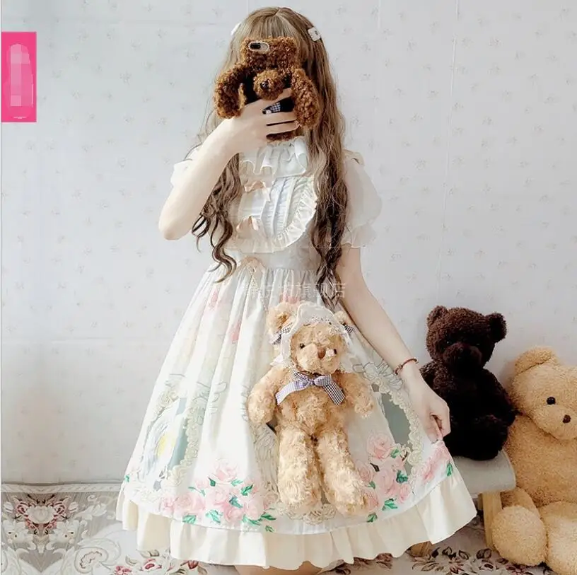 Robe Japonaise Mi-Longue à Bretelles Spaghetti pour Fille, Tenue de Soirée, Style Mori, Loli JSK, Kawaii