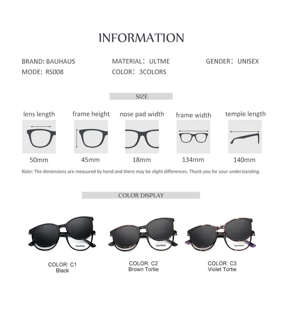 RS008 Ultraleichte Sonnenbrille Für Unisex Frauen Brillen Rahmen Mit Polarisierten Magnet Clip Auf Sonnenbrille Weibliche Uv400 Oculos De – Detail 2