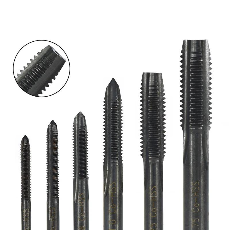 XCAN Thread Tap Set 6pcs M3 M4 M5 M6 M8 M10 Nitride Coated Spiral/Straight Metric Screw Thread Tap Threading Tools Tap Drill Bit