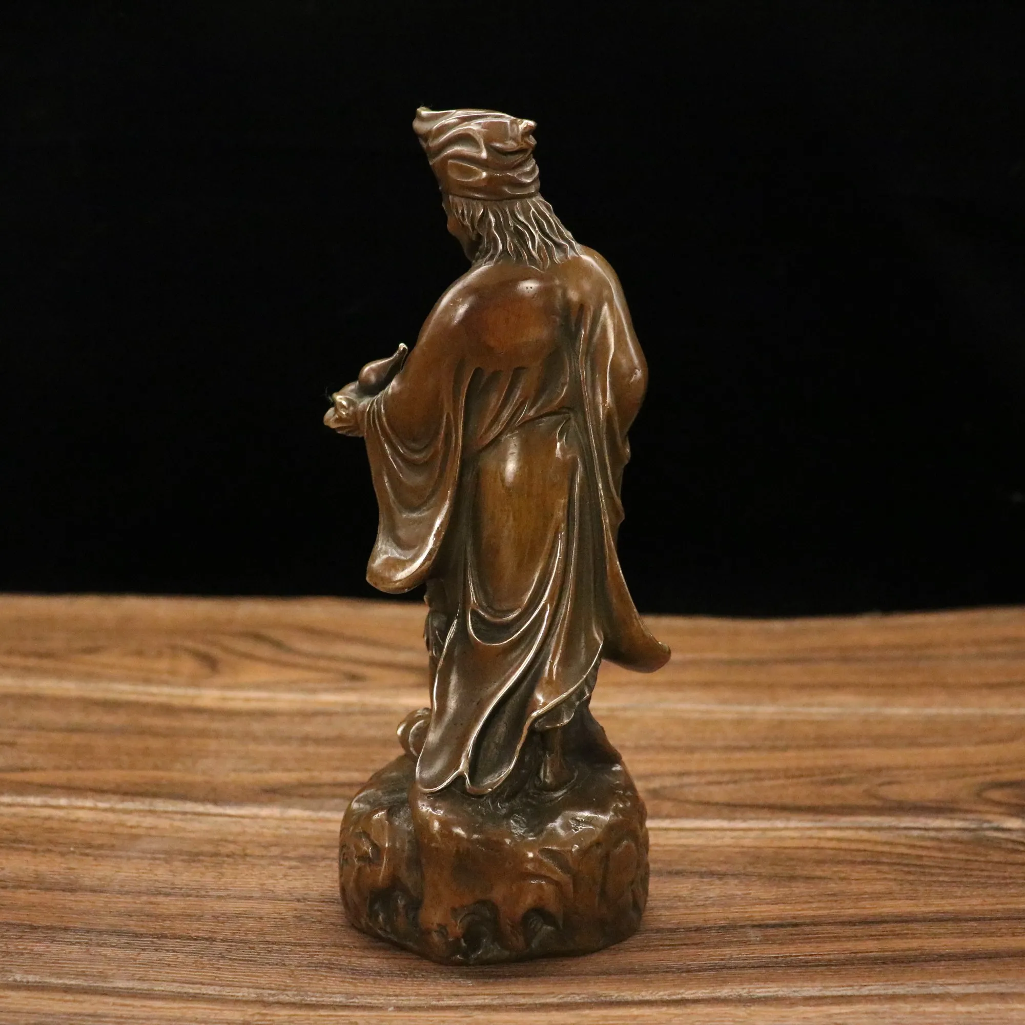 9"Tibetan Temple Collection Old Brasse Monk Living Buddha Help the world Standing Buddha Worship Hall Town house Exorcism view 5