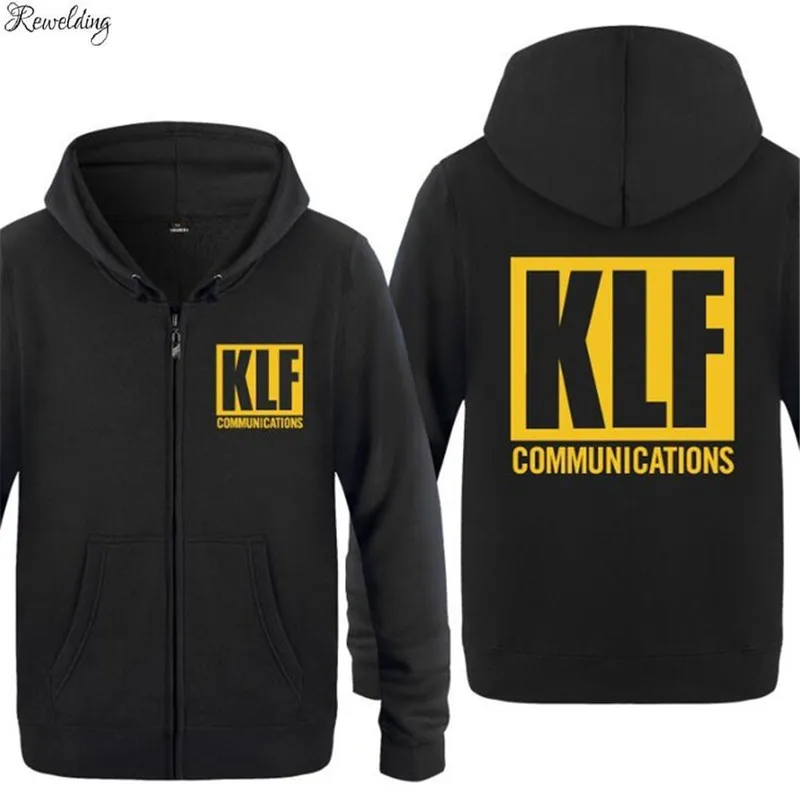 Mens Hoodie Funny The KLF Communications Hoodies Men Hip Hop Fleece Long Sleeve Zipper Jacket Coat Sweatshirt Skate Tracksuit