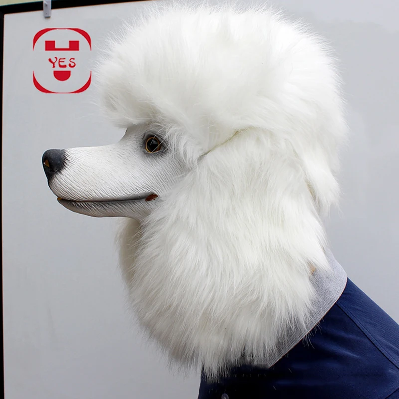 YES Latex Super Bowl Underdog Dog Head Mask Poodle Dog Mask Creepy Party Deluxe Halloween Adult Funny Costume Party Props